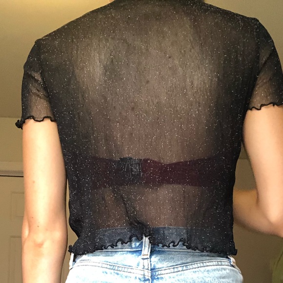 Brandy Melville Black Sparkle Shirt - Picture 2 of 2
